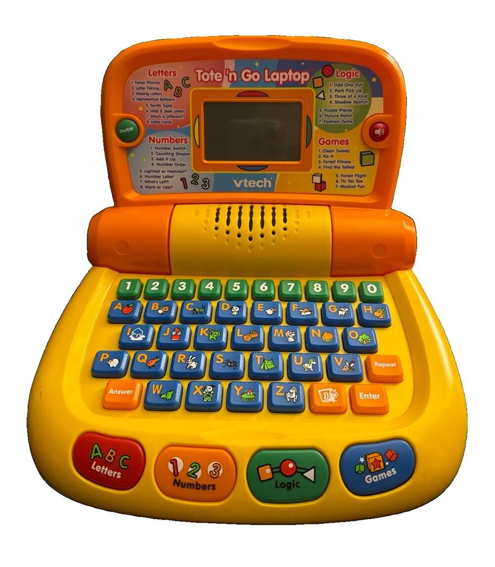 Vintage VTech Tote 'n Go Laptop Learning Toy Computer w/mouse Tested and Working